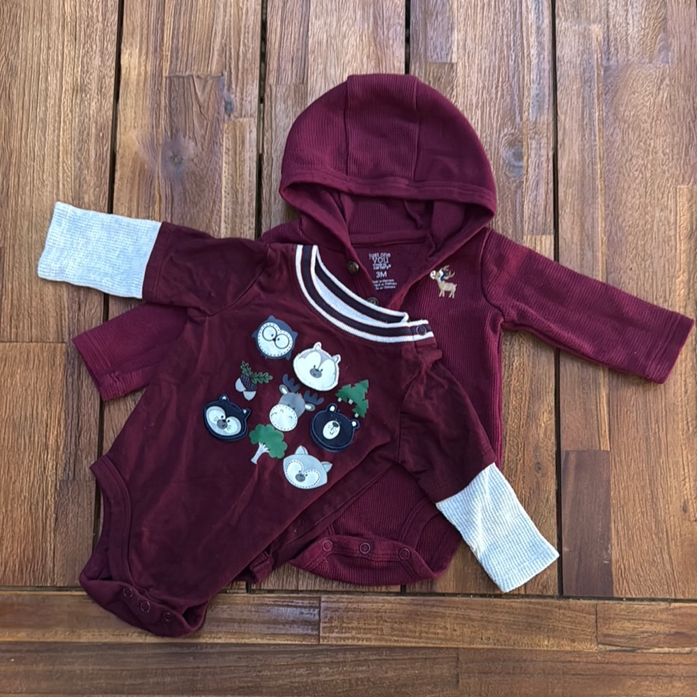 Carter's Maroon and Gray Kids Bodysuit Set